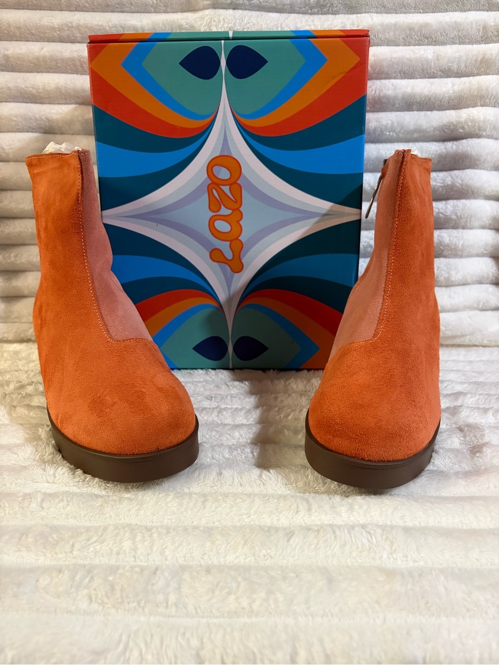 Lazo Orange/Pink Authentic Suede Women's Ankle Boots - Stylish Zip Chelsea 10M